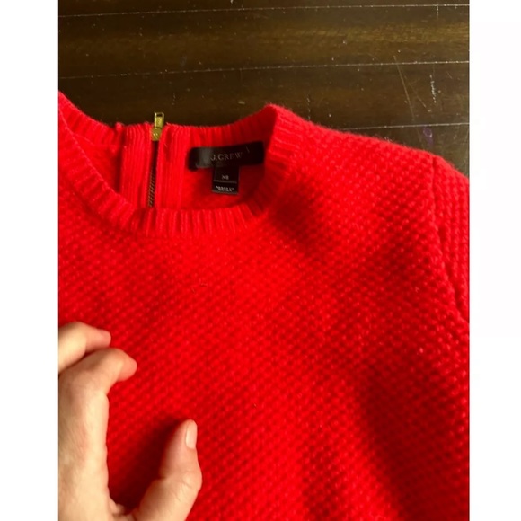J. Crew 100% Lambswool Shirttail Combo Knitted Sweater Red Blue xs - Picture 3 of 6